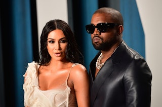 Kim Kardashian and Kanye West at the Vanity Fair Oscar Party