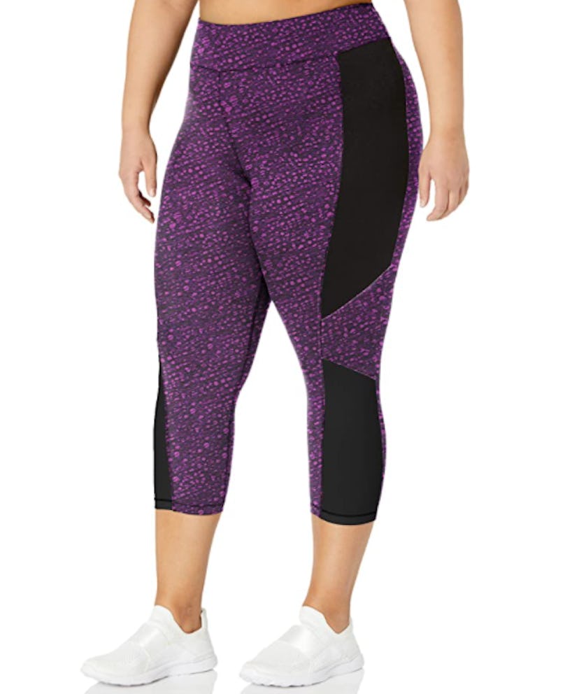 Just My Size Women's Plus Size Active Pieced Stretch Capri