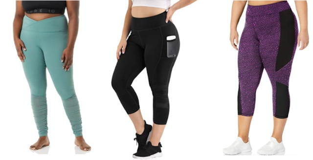 Differently colored plus-sized yoga pants