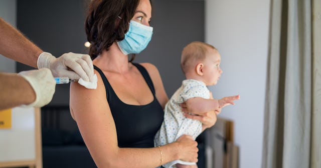 mom gets vaccine to protect child who cannot get vaccine