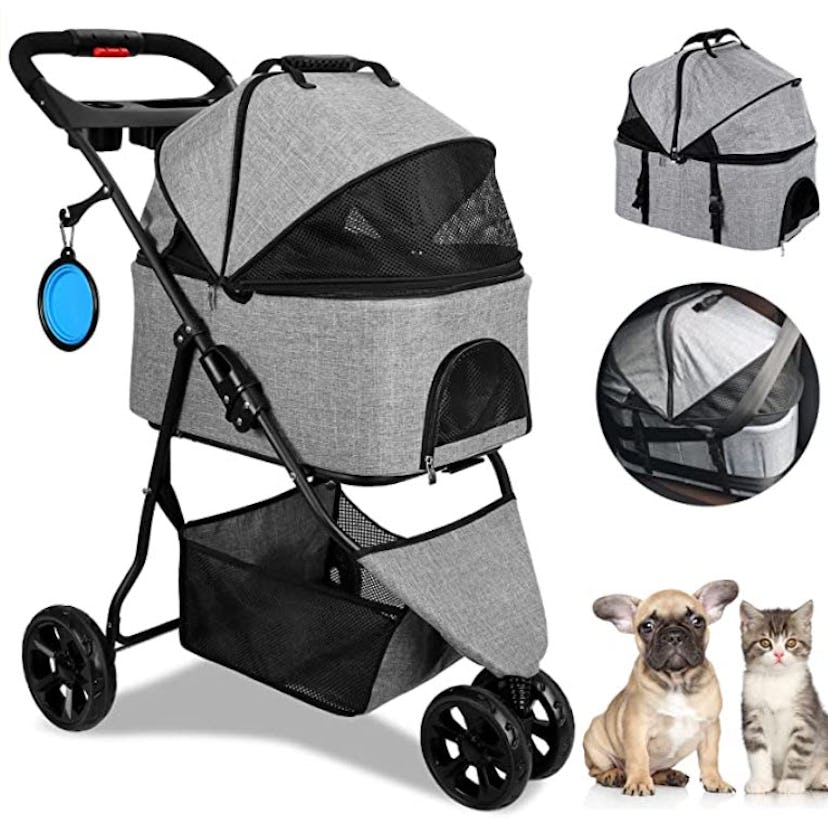 Sair Pet Folding 3 in 1 Pet Stroller for Cats