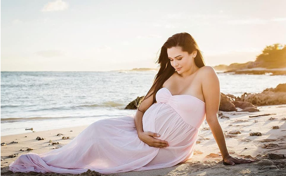 Pregnant Off Shoulder Nursing Maternity Lace Maxi Dress Bodycon Gown Photo Shoot 