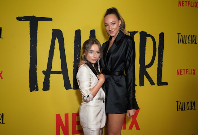 Sabrina Carpenter and Ava Michelle post at premiere of Netflix's Tall Girl
