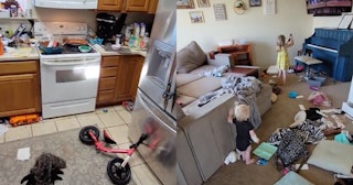messy house with four kids viral tiktok cleaning video