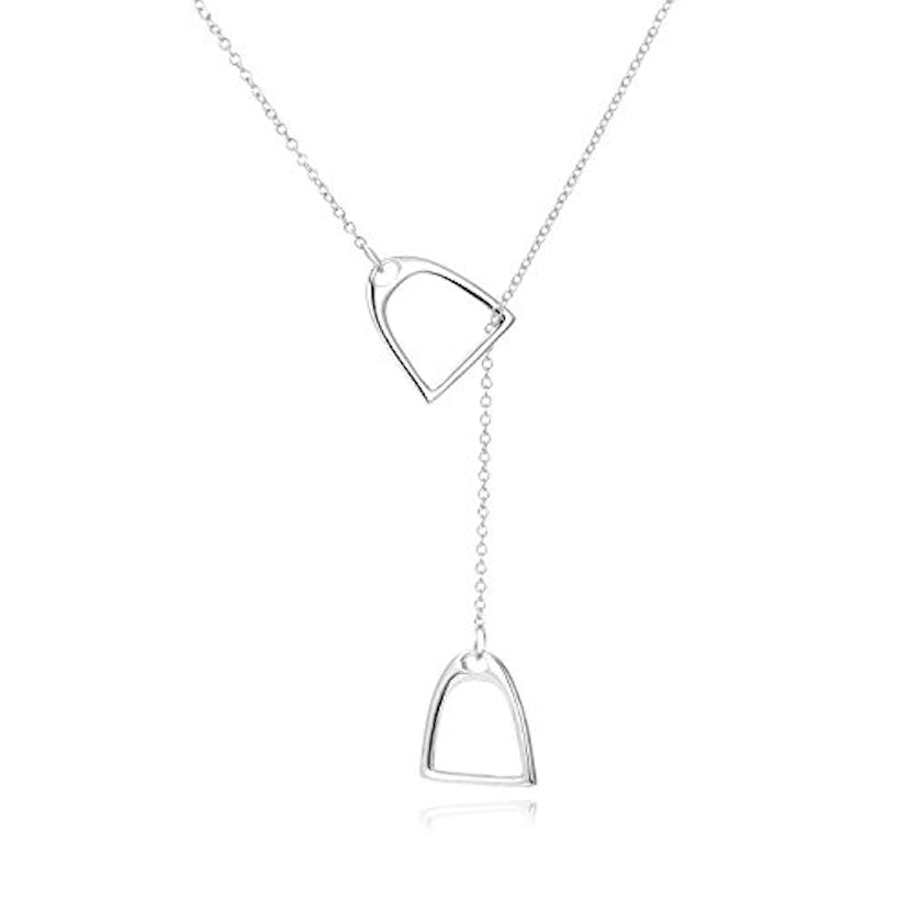 YFN Sterling Silver Double Horse Stirrup Necklace