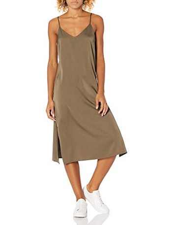 The Drop Ana Silky V-Neck Midi Slip Dress