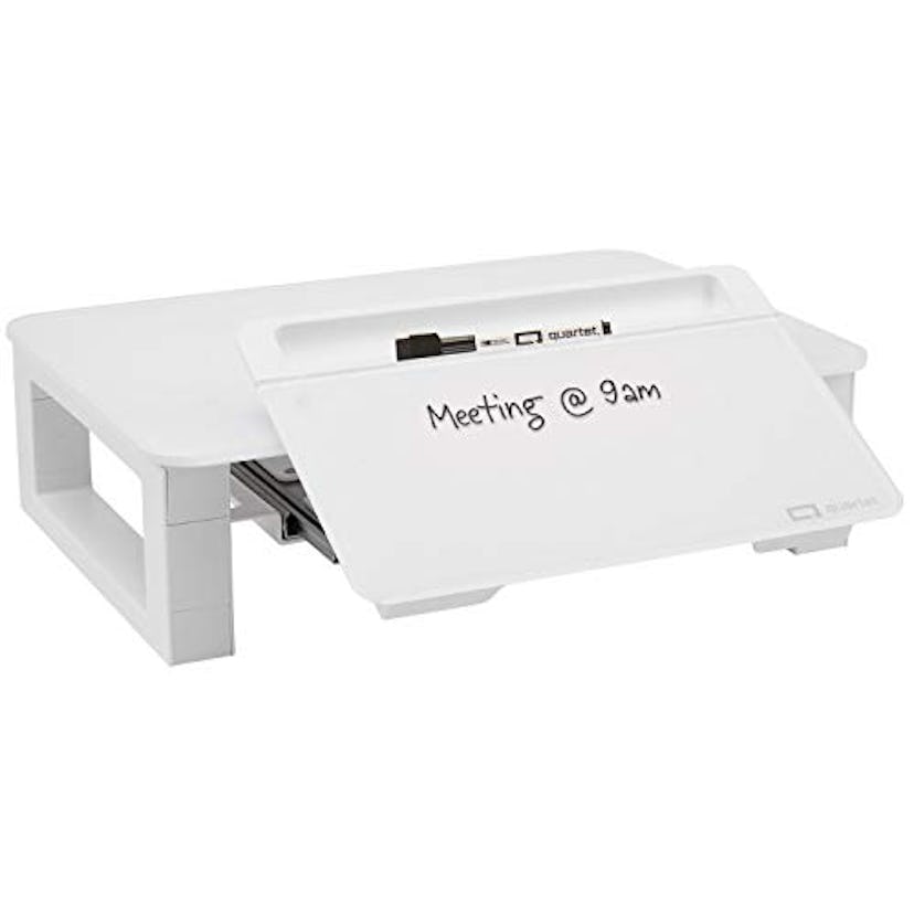 Quartet Desktop Glass Monitor Riser with Dry-Erase Board