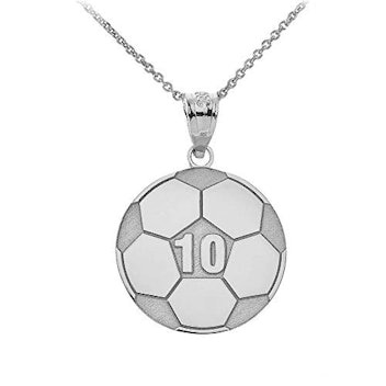 Claddagh Gold Sterling Silver Personalized Soccer Ball Necklace 