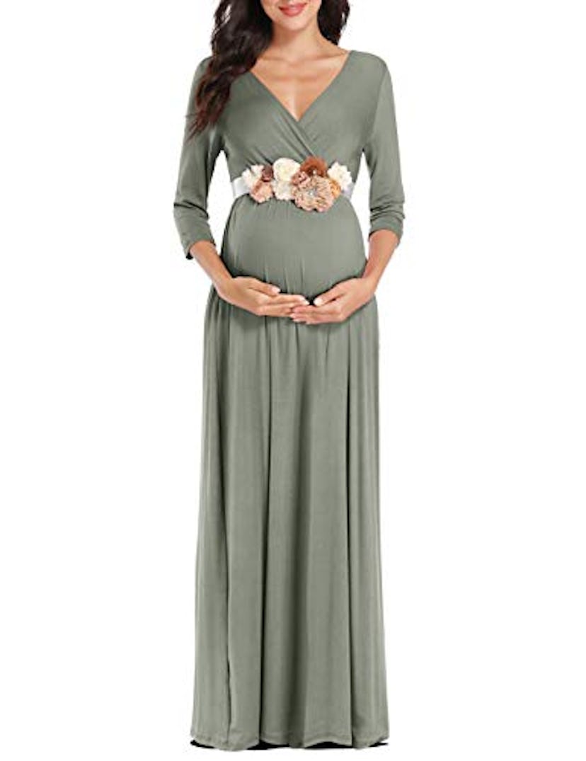 Kim S Maxi Dress with Flower Sash