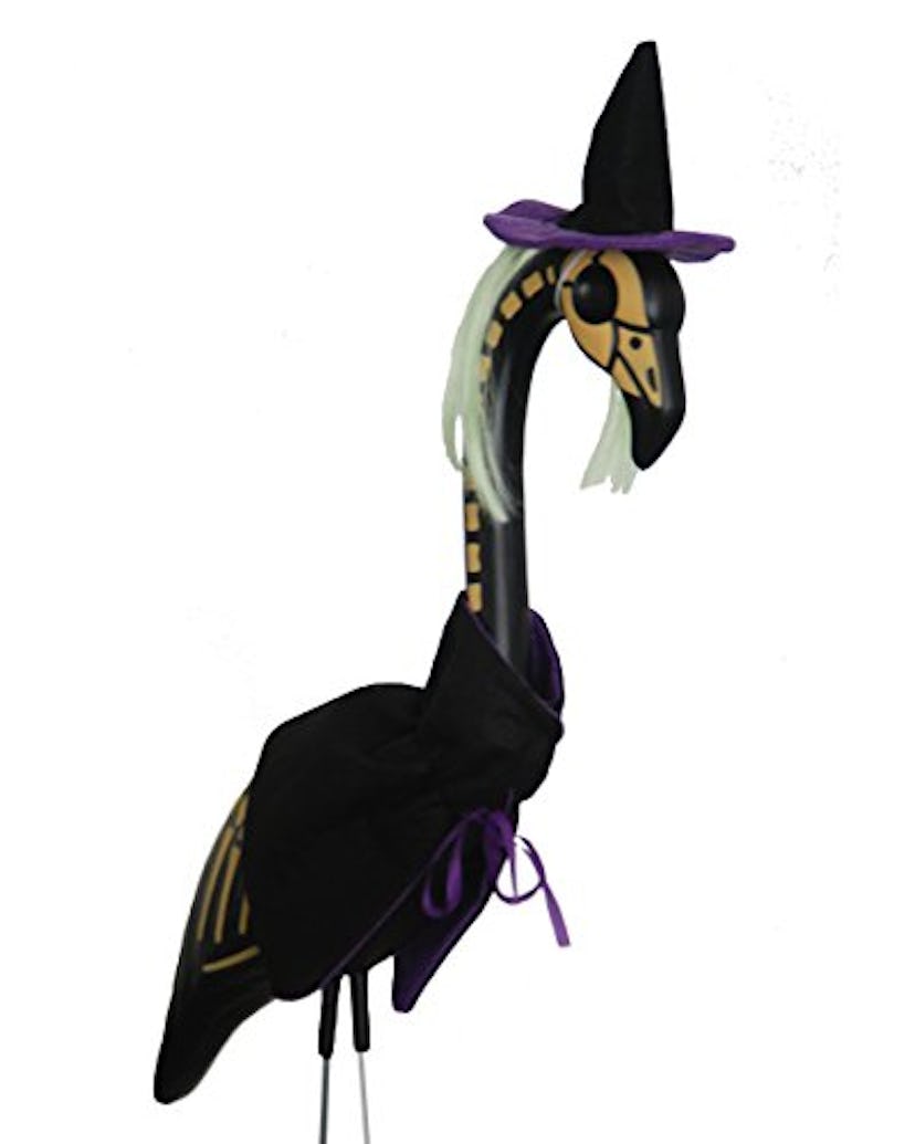 Pink Inc. Witch SKEL-A-Mingo Flamingo Lawn Ornament