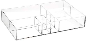 AmazonBasics Acrylic 8-Compartment Durable Makeup Jewelry Accessories Storage Organizer Tray