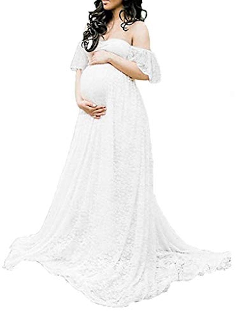 Maternity Photography Props Floral Lace Dress
