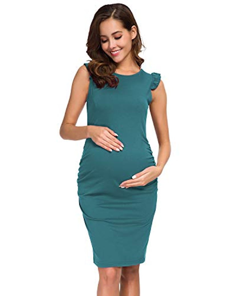 Glampunch Ruffle Shoulder Maternity Sheath