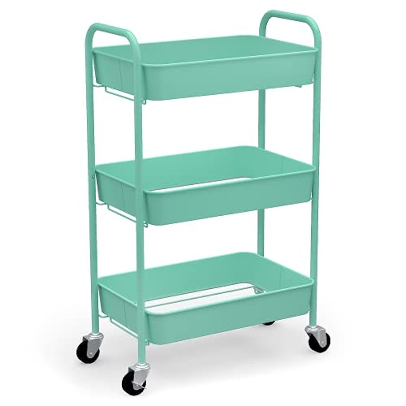 CAXXA 3-Tier Rolling Metal Book Cart