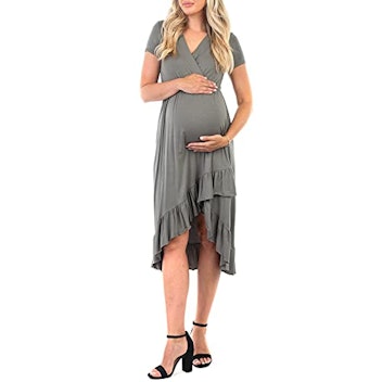 Women's Faux Wrap Hi-Lo Maternity Dress