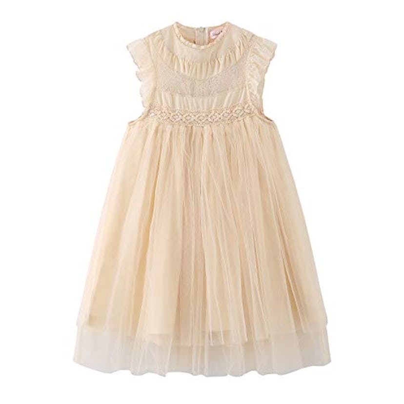 Colorful Childhood Girls Multi-Layer Tulle Lace Dress
