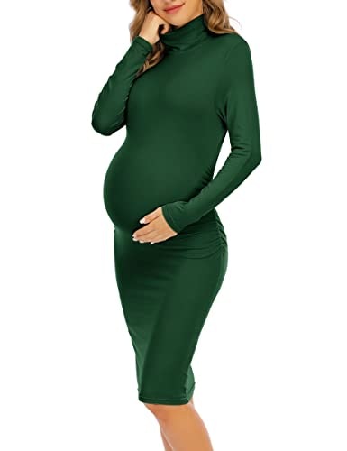 PattyBoutik Mama Cowl Neck Short Sleeve Maternity Dress