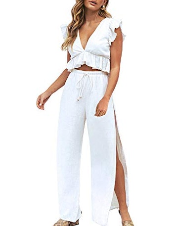 FANCYINN 2 Piece Crop Top & Wide Leg Pants Set