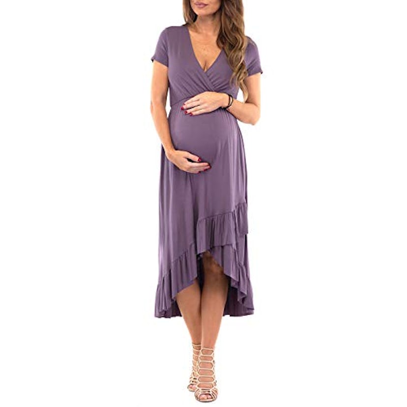 Mother Bee Maternity Hi-Lo Wrap Style Dress