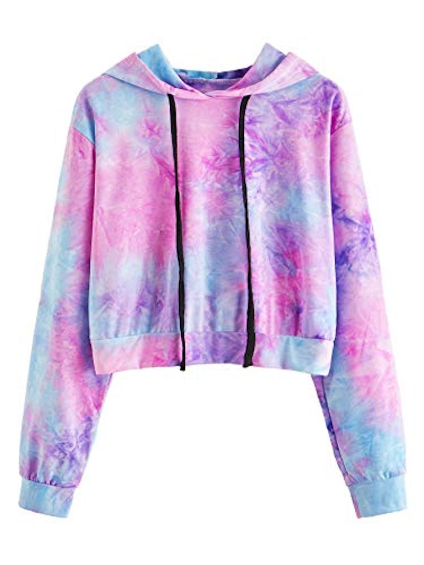 MAKEMECHIC Tie Dye Cropped Hoodie