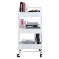 Metal Mesh Rolling Cart Storage Organizer with Utility Handle and Wheels