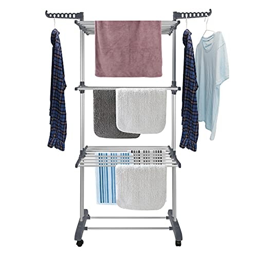 Metal Foldable Laundry Clothes Drying Rack Compact Indoor Hanger New #031-803 