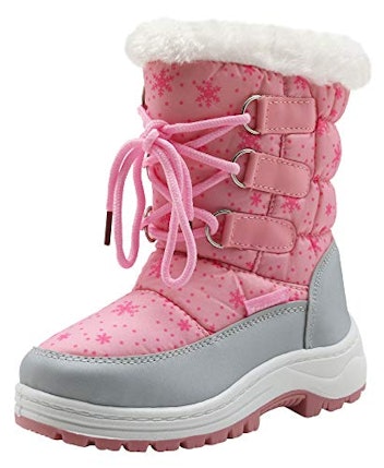 Apakowa Kids Girls Insulated Fur Winter Warm Snow Boots 