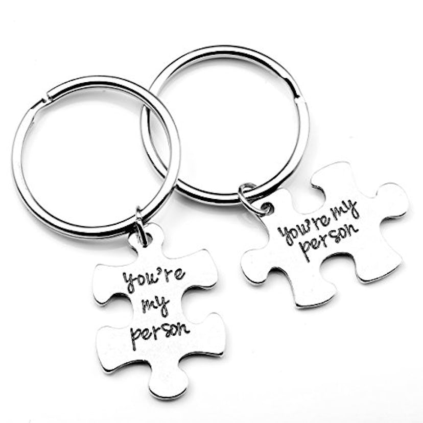 Top Plaza 2pcs/Set Antique Silver Alloy"You Are My Person" Key Chain