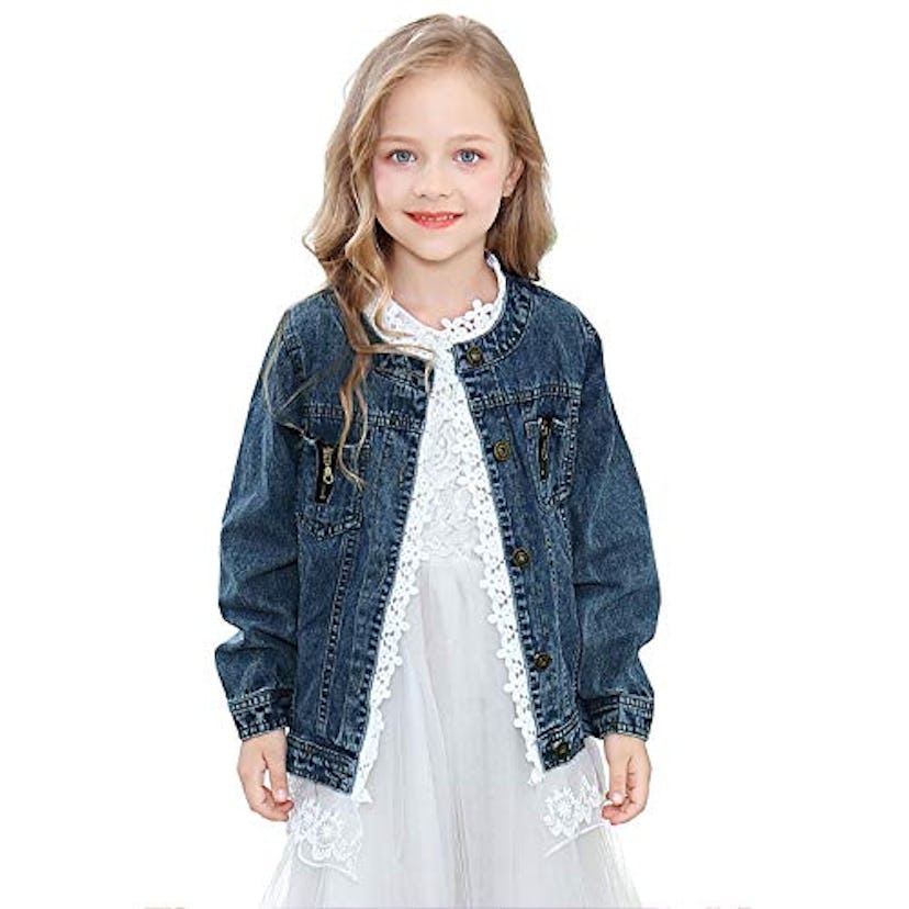 Hellomama Toddler Girls Lace Jean Jacket