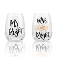 Mr.Right and Mrs Always Right Wine Glass Set