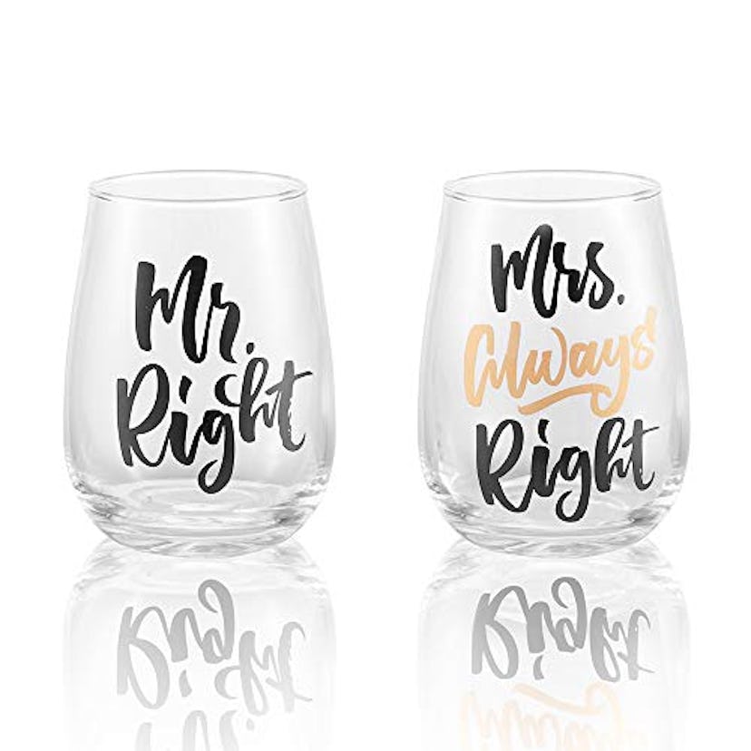 Mr.Right and Mrs Always Right Wine Glass Set