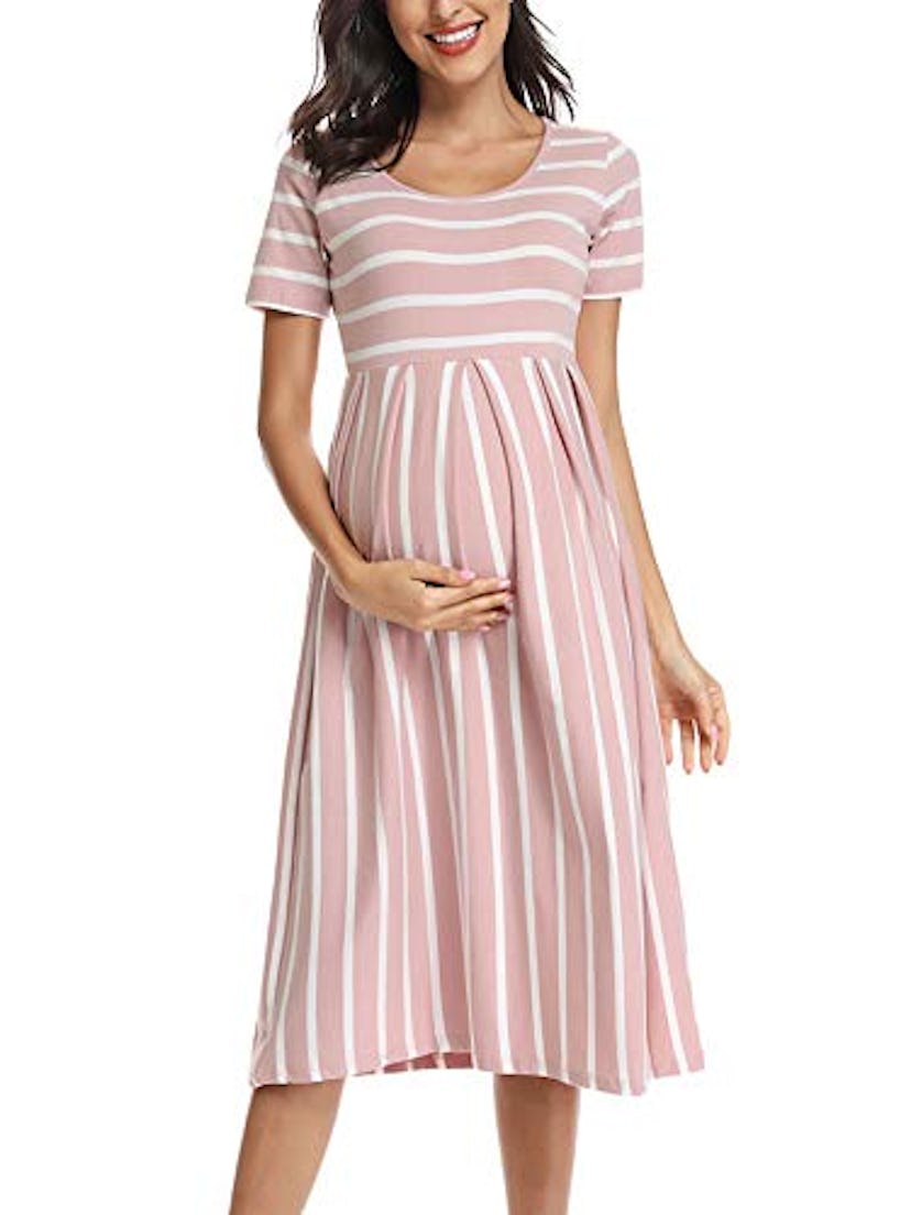 BBHoping Women’s Casual Striped Maternity Dress