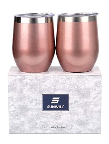 SUNWILL Insulated Wine Tumblers with Lids (2-pack)