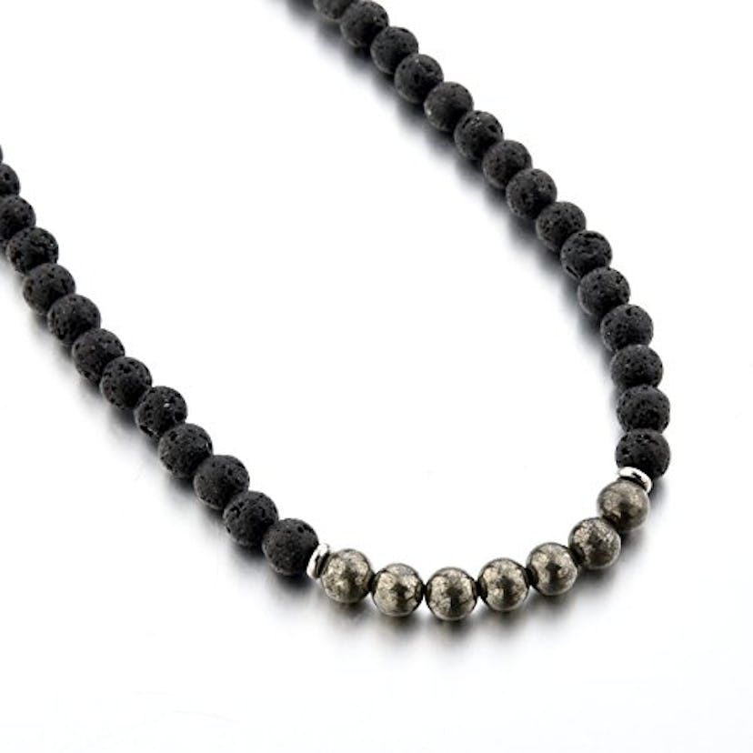 Mystiqs Deluxe Edition Lava Rock & Pyrite Beaded Necklace