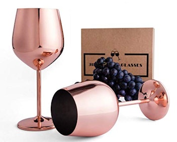 JILLMO Copper Coated Wine Glasses, Set of 2