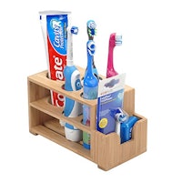 MobileVision Bamboo Toothbrush & Toothpaste Holder  