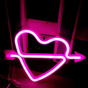 Neon Heart Light-Up Sign