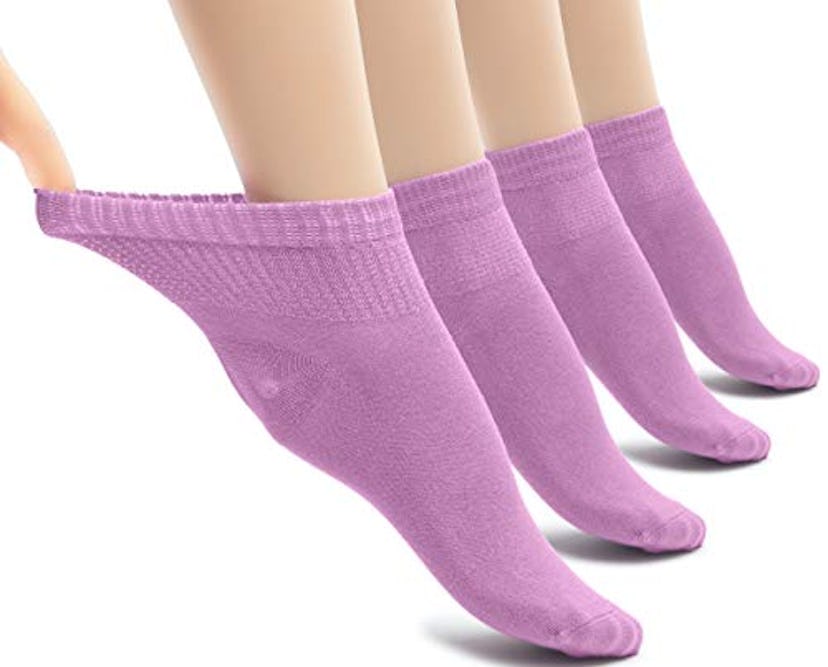 Hugh Ugoli Women's Bamboo Ankle Socks with Non-Binding Top