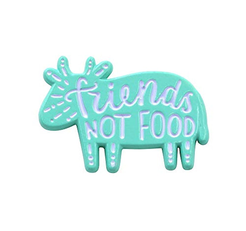 "Friends Not Food" Vegan Pin - Animal Friendly Enamel Pin