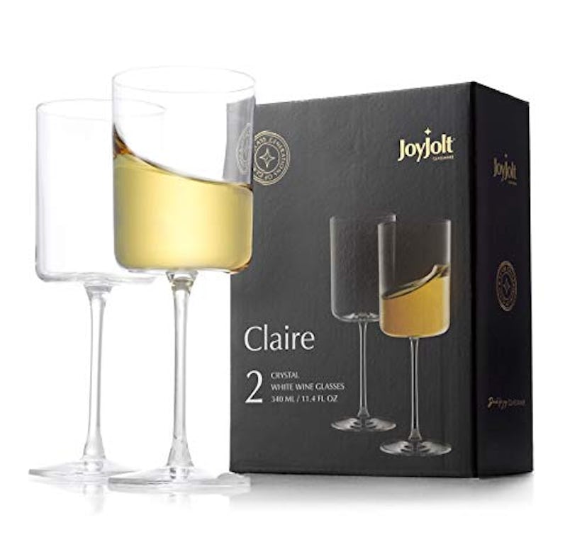JoyJolt White Wine Glasses, Set of 2