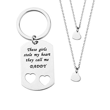 ENSIANTH Father/Daughter Necklace & Keychain Set