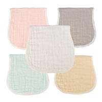 MUKIN Muslin Cotton Multicolored Burp Cloths - 5-Pack 