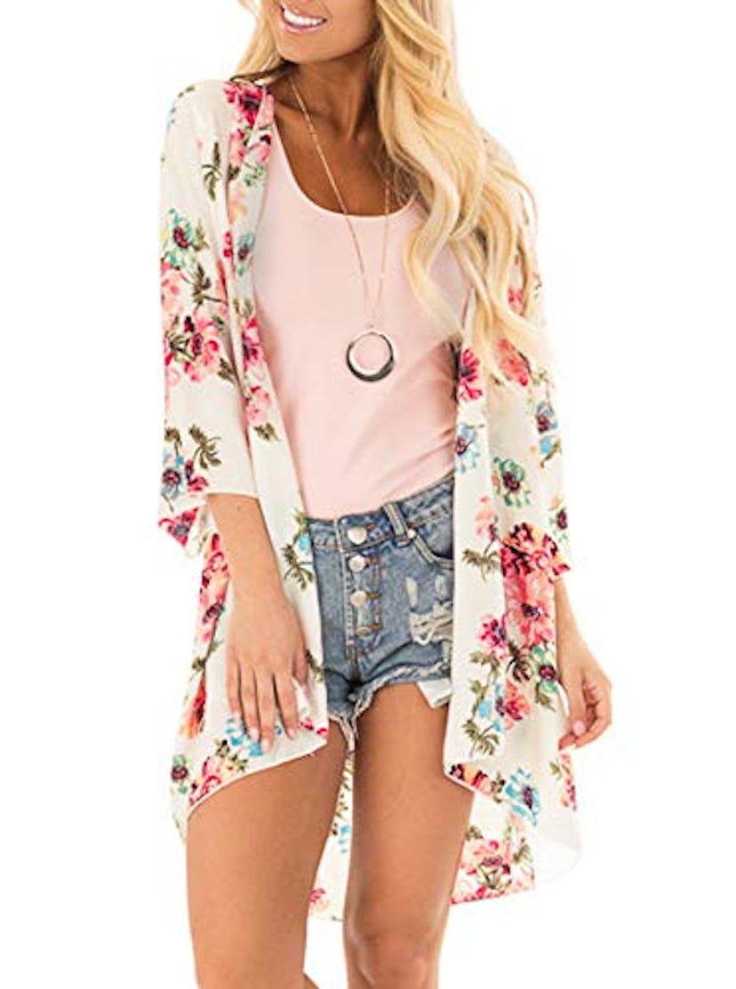 PINKMSTYLE Women's Floral Print Kimono