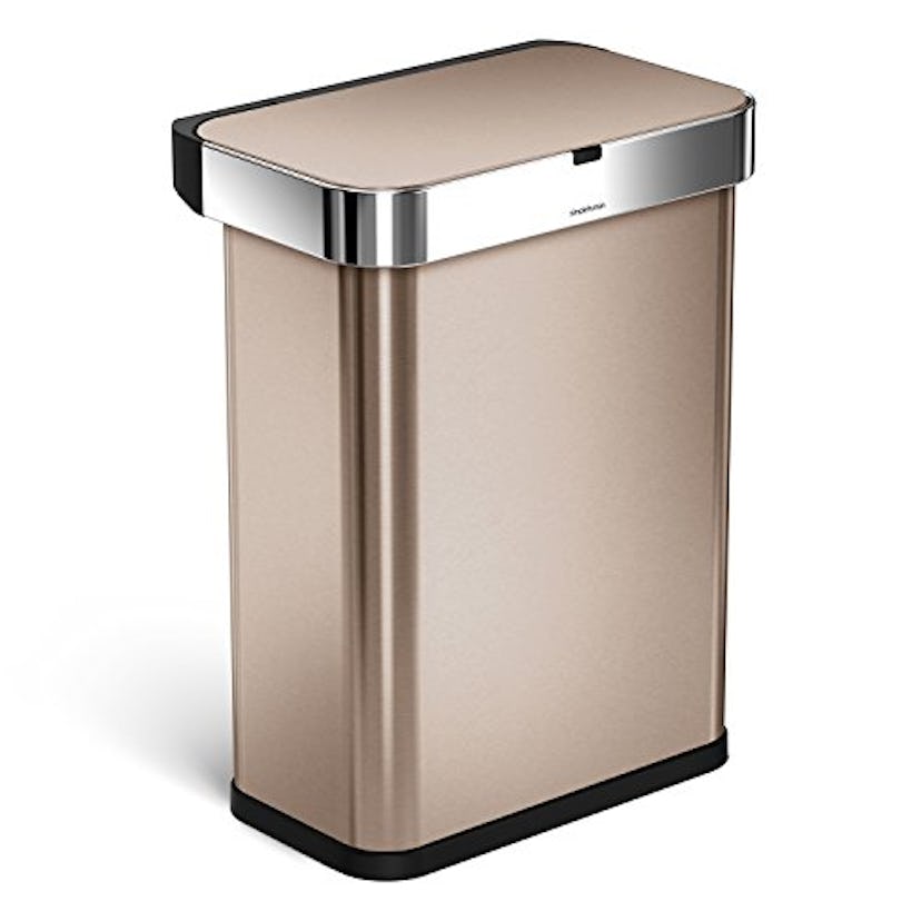 simplehuman 58 Liter Rectangular Voice and Motion Sensor Automatic Kitchen Trash Can