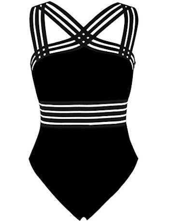 Hilor One-Piece Front Crossover Swimsuit