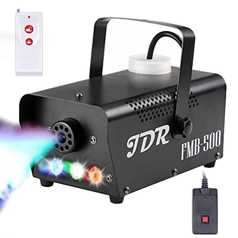 JDR Fog Machine with Controllable lights, Disinfection LED Smoke Machine(Red,Green,Blue) with Wirele...