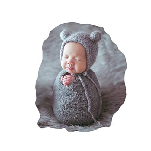 Baby Photo Props Long Ripple Wrap Newborn Photography Wrap with Vintage Lace Hat for Baby Boys and Girls