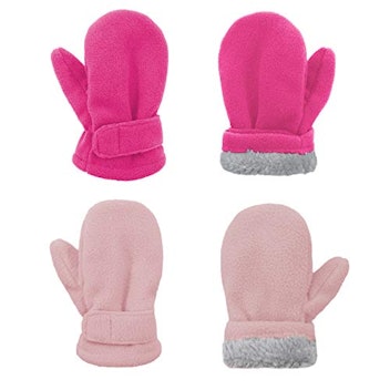 American Trends Toddler Lined Fleece Winter Gloves (Two Pair) 