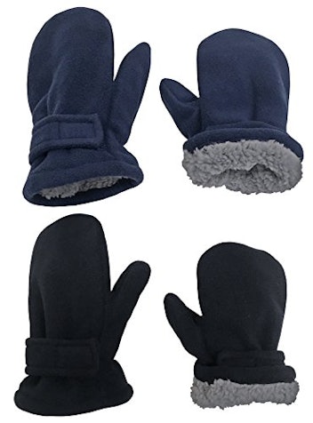 N'Ice Caps Easy-On Sherpa Lined Fleece Mittens (Two Pair)