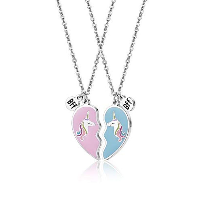 Vinjewelry Unicorn BFF Heart Necklaces For Friends